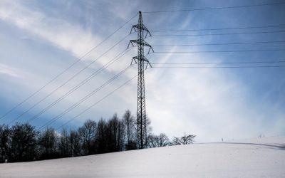 Electric Pole Power Post Winter Landscape