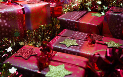 Christmas Presents With Decorative Stars Close Up