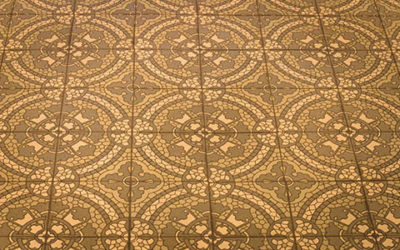 Old Ceramic Floor Tiles Close Up